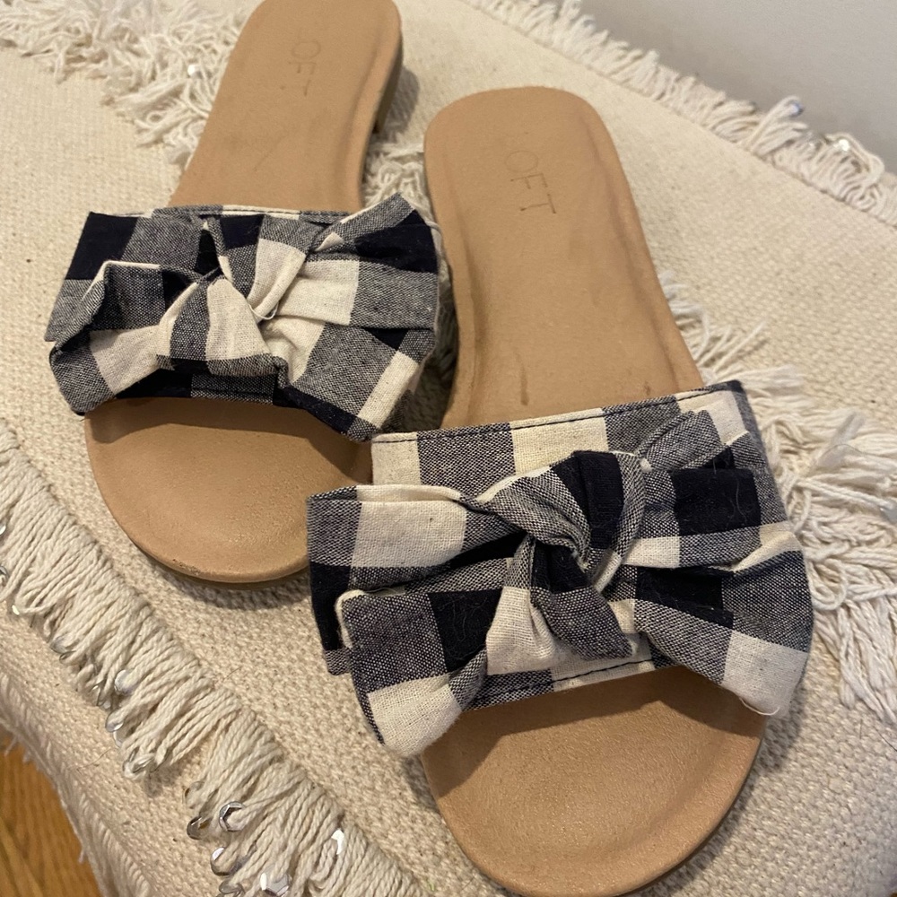 Ann Taylor Loft blue gingham sandals